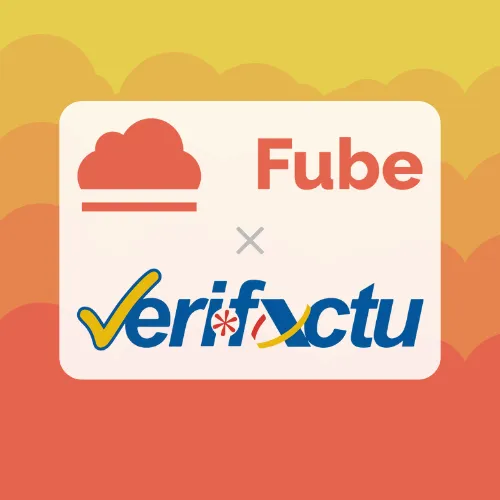 Logos de Verifactu y Fube, software de facturación electrónica, ilustrando la guía sobre la implantación de la normativa Verifactu